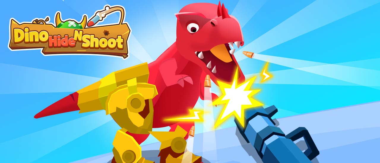 Dino Hide N Shoot gameplay screenshot showing key features and visual style