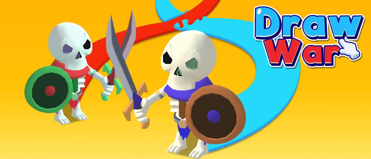 Draw War gameplay screenshot showing strategic battle lines and armies