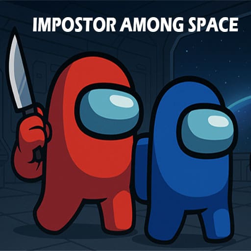 Impostor Among Space gameplay screenshot showing crewmates and impostors in space