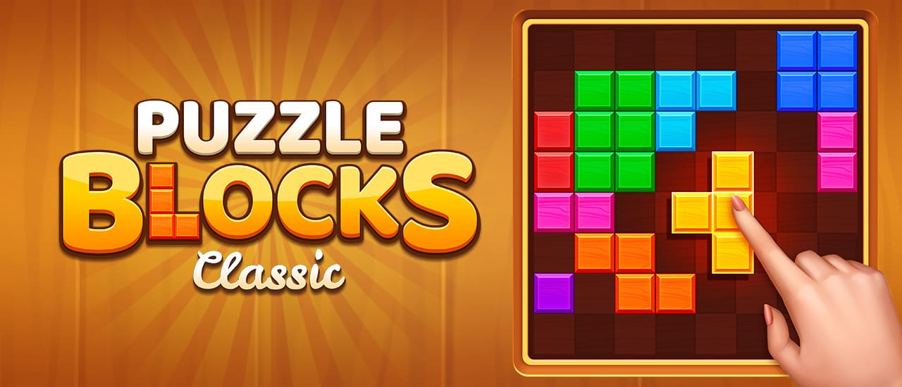 Puzzle Blocks Classic gameplay screenshot showing colorful block matching puzzle