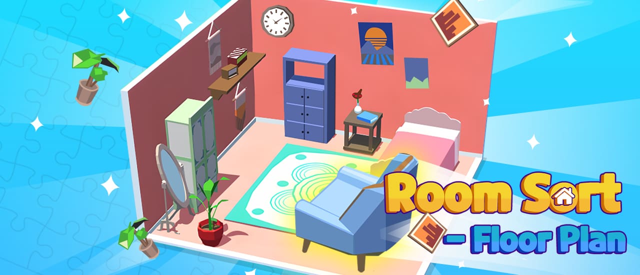 Room Sort Floor Plan gameplay screenshot showing key features and visual style