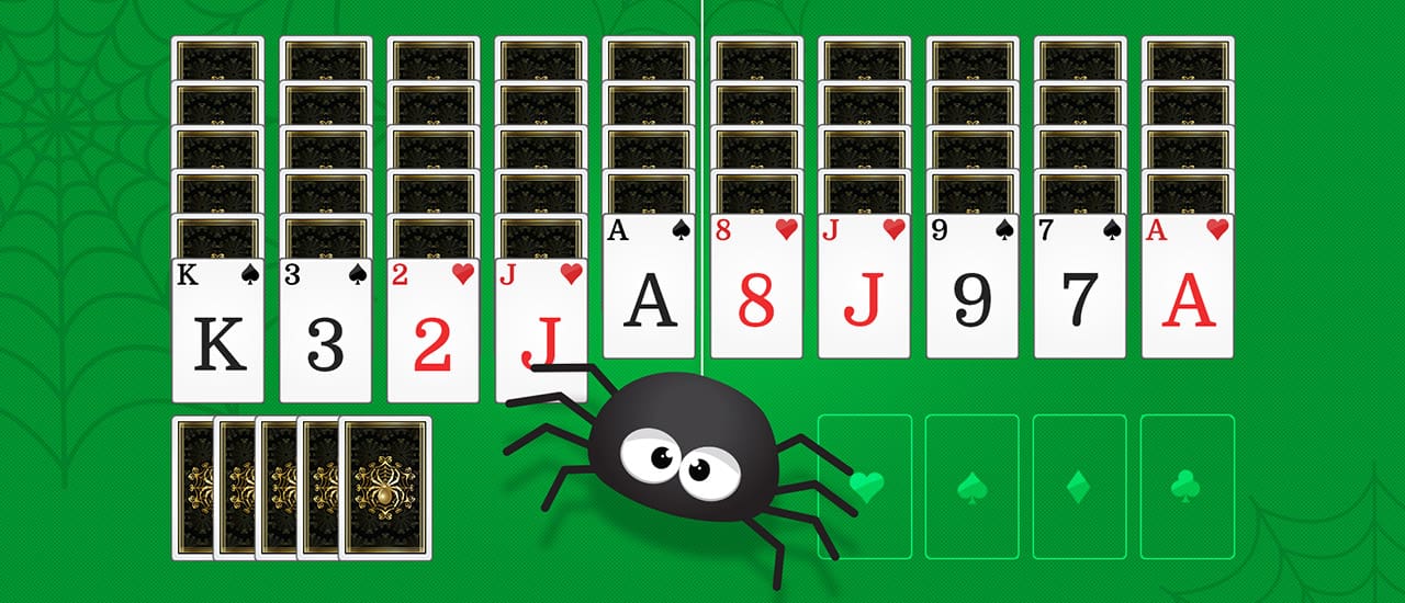 Spider Solitaire gameplay screenshot showing key features and visual style